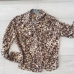Animal Print Blouse with Collar Size Small